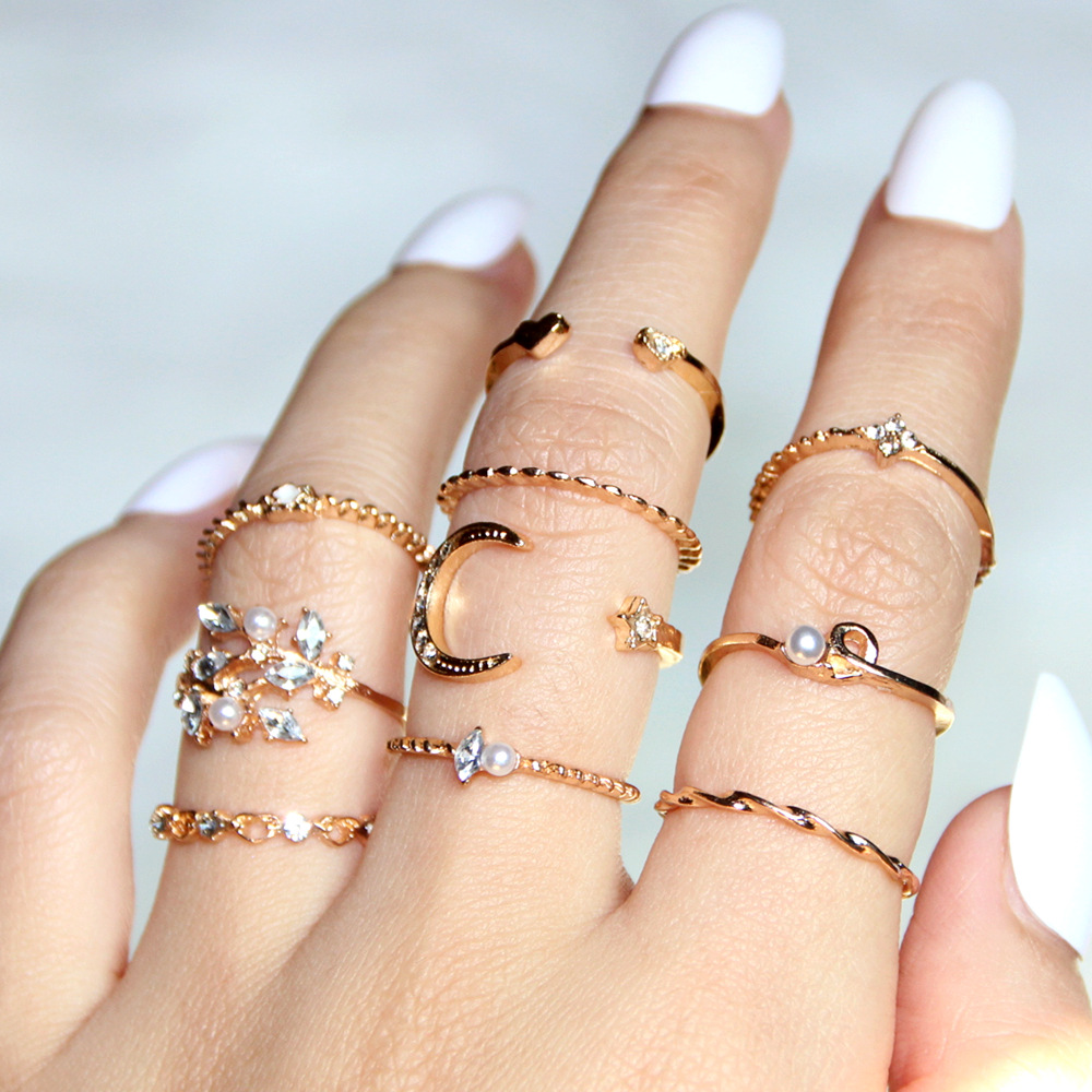 Mond et Étoile - 10 Pièces Bague Mode