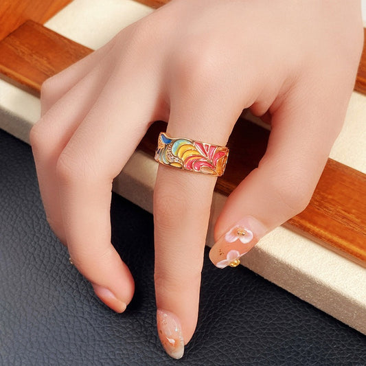 Isolde – Bague Murmures de Fleurs Peintes à la Main