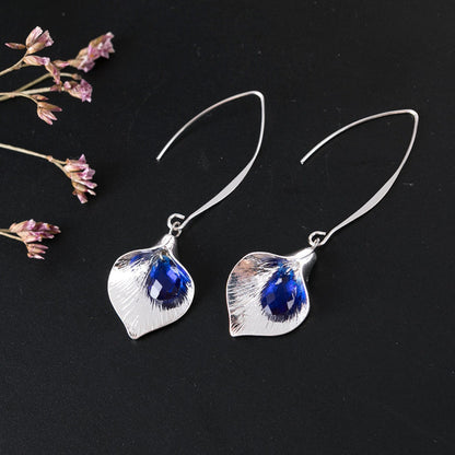 Kreselle – Boucles d'oreilles Lotus bleues en argent