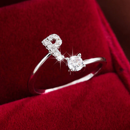 Nova – Bague Moderne Ouverte avec Initiale et Cubic Zirconia