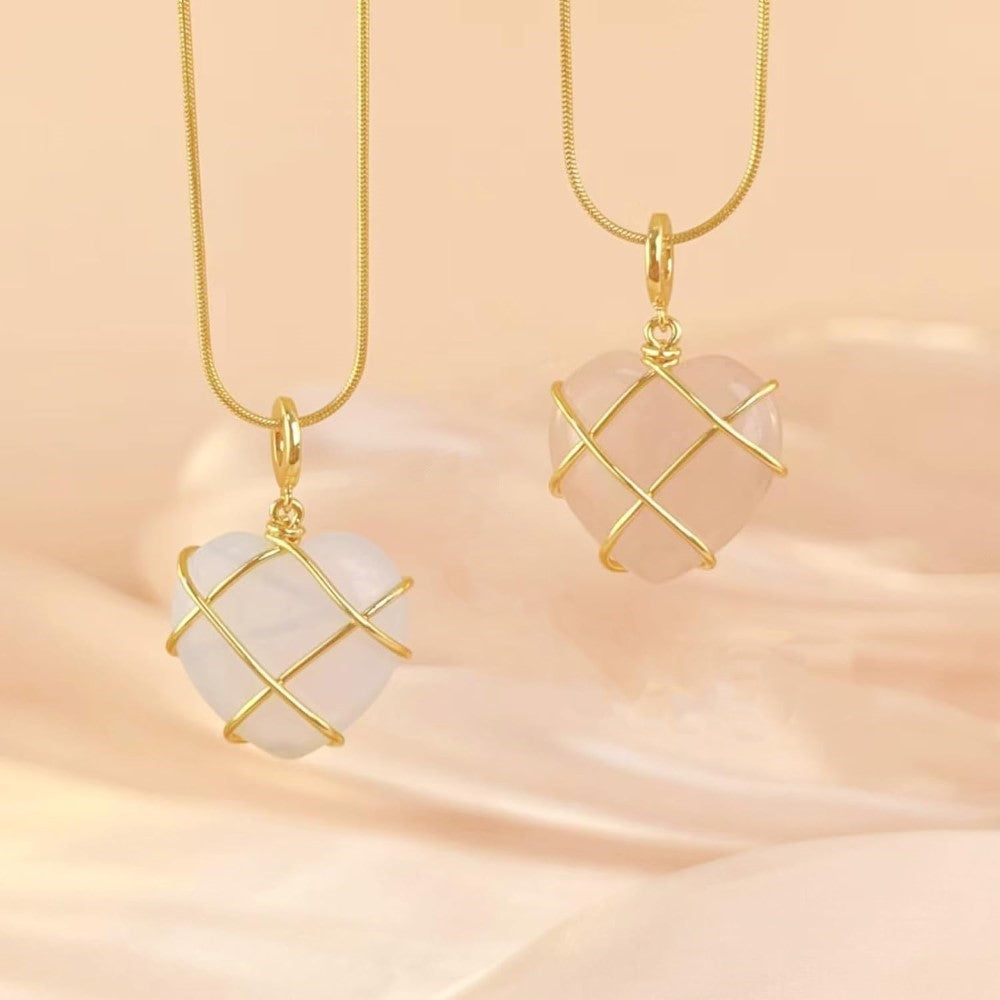 Collier en pierre précieuse en forme de cœur - Collier cœur de princesse