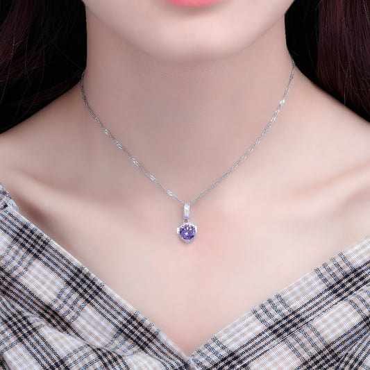 Eliane – Pendentif Cœur en Argent & Améthyste