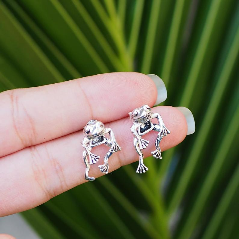 Jolis boucles d'oreilles grenouille flottante - Mini boucles d'oreilles grenouille