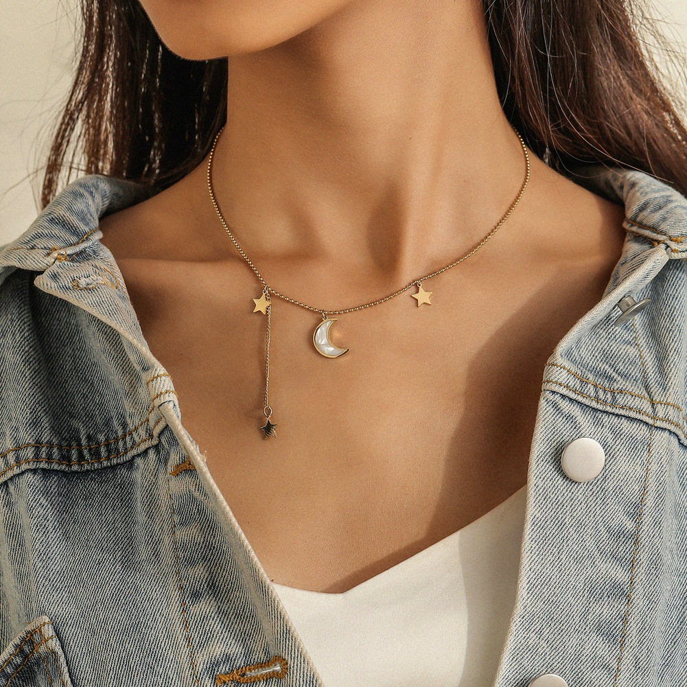 Collier Étoile et Lune - Croissant de Lune