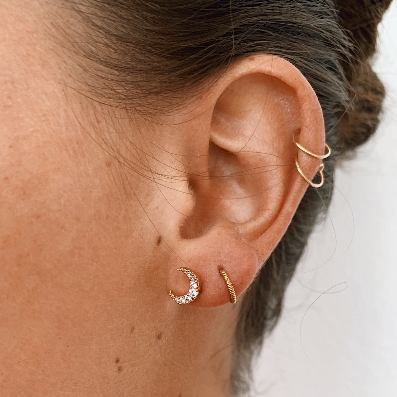 Zara - Clous d’Oreilles Cartilage Lune et Pierres