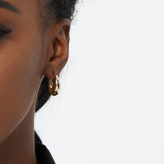 Boucles d'oreilles Chunky plaquées or 18K - Boucles d'oreilles ouvertes Chunky