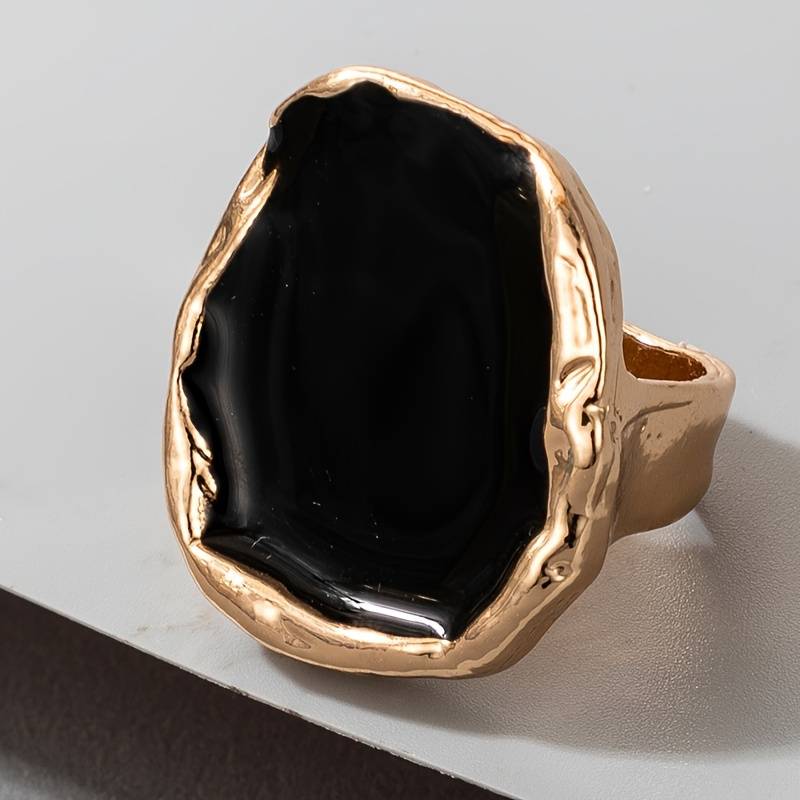 Bague Vintage en Pierre Noire - Bague Vintage Exagérée en Noir