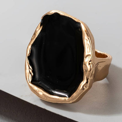 Bague Vintage en Pierre Noire - Bague Vintage Exagérée en Noir