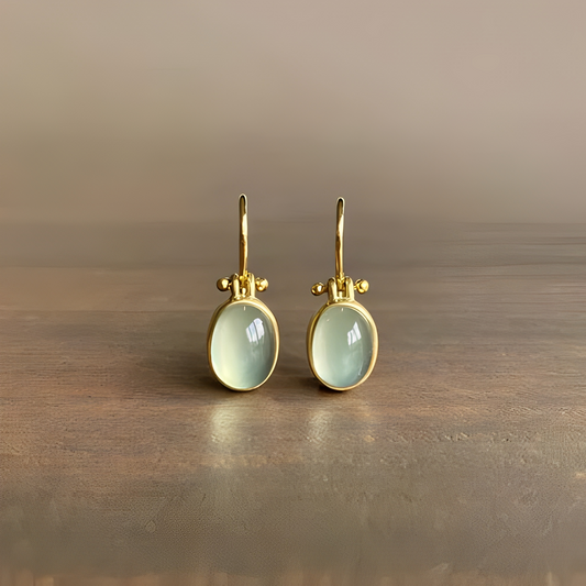 Wendy – Boucles d'Oreilles Vintage avec Pierre de Lune Verte