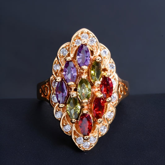 Naelle – Bague Trio Améthyste Péridot Rubis