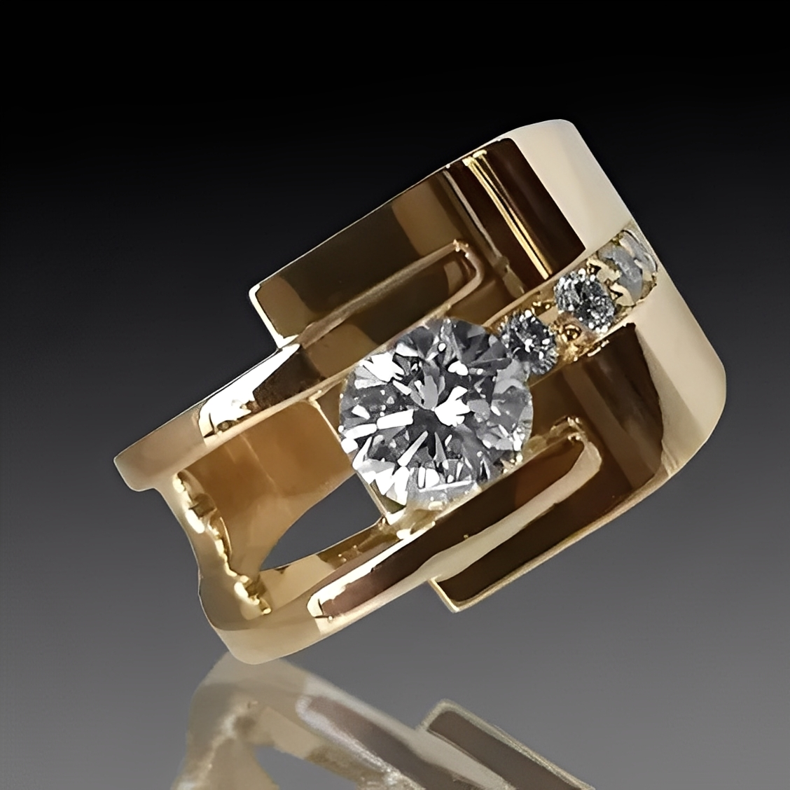 Sharon – Bague Vintage Dorée avec Zirconia Irréguliers