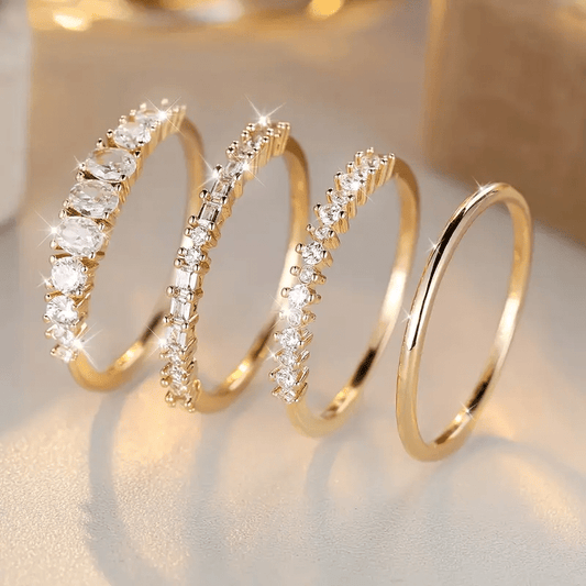 Laura – Anneaux Empilables en Zircone Dorée 14k