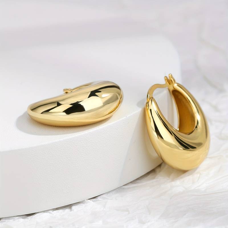 Boucles d'oreilles Chunky plaquées or 18K - Boucles d'oreilles ouvertes Chunky