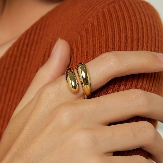 Bague Goutte d'Eau - Anneau Enveloppant Minimaliste