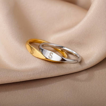 Bague Minimaliste - Bague minimaliste avec initiale gravée