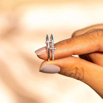 Bague croisée délicate - Double barre
