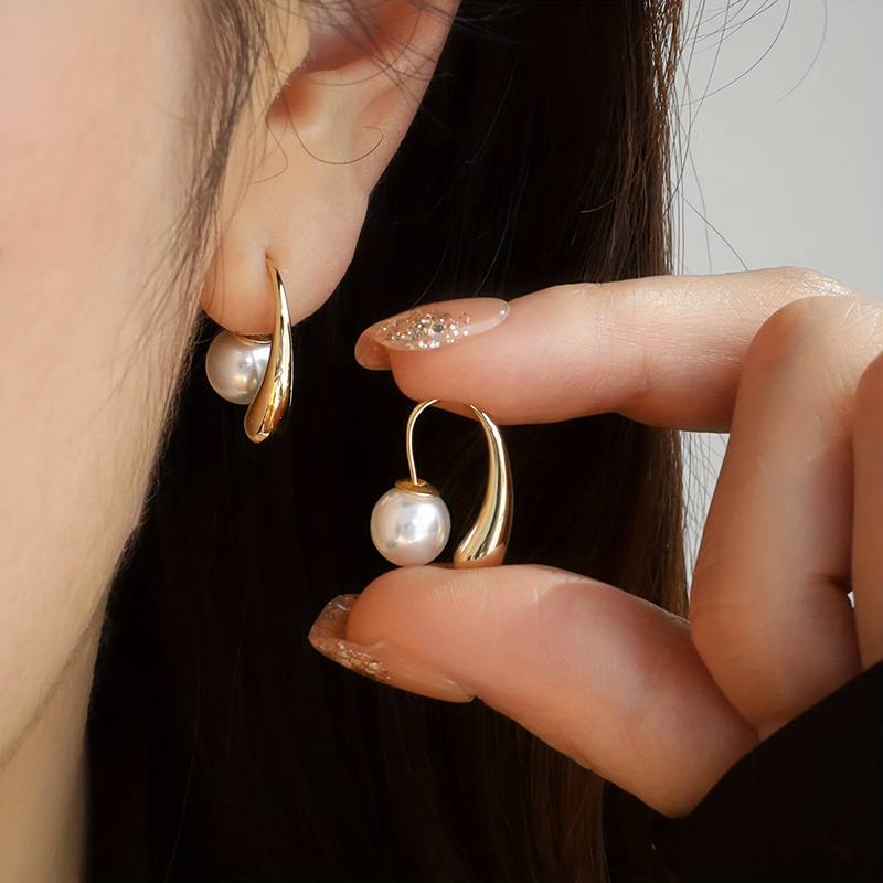 Boucles d'oreilles Goutte d'eau perle - Boucles d'oreilles goutte d'eau avec fermoir en perles