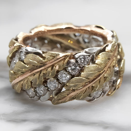Sheena – Bague Vintage Dorée avec Détails de Diamant