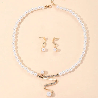 Mina – Ensemble Collier et Boucles d'Ores Perles assortis