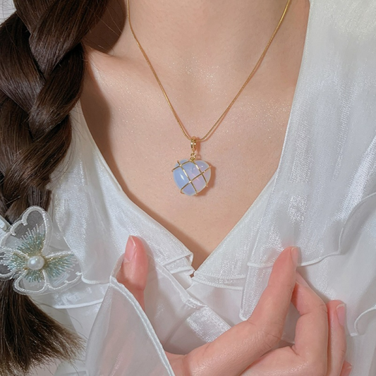 Collier en pierre précieuse en forme de cœur - Collier cœur de princesse