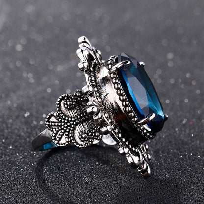 Ysoria – Bague Paon en Saphir Bleu Vintage