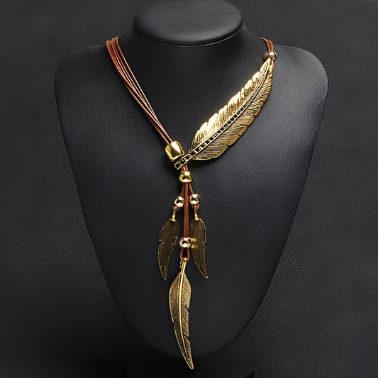 Ariane – Collier Raphia Boho Feuilles