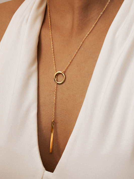 Blythe – Collier Lariat Doré avec Barre