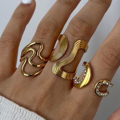 Elvie – Bague Ouverte à Ondulations Irrégulières