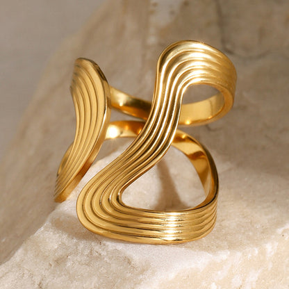 Elvie – Bague Ouverte à Ondulations Irrégulières