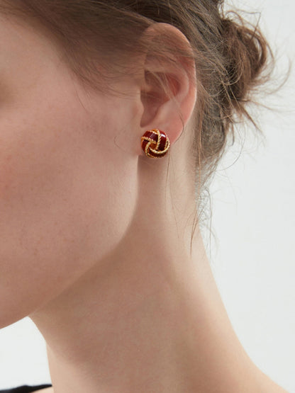 Lara – Boucles d’Oreilles Puces Créoles Nouées Vintage Émaillées