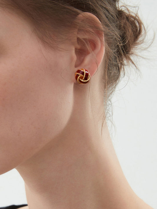 Lara – Boucles d’Oreilles Puces Créoles Nouées Vintage Émaillées