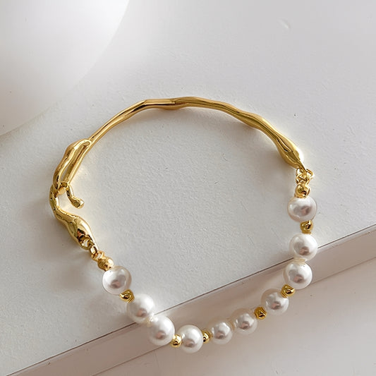 Maelis – Bracelet Métallique à Perles Irrégulières