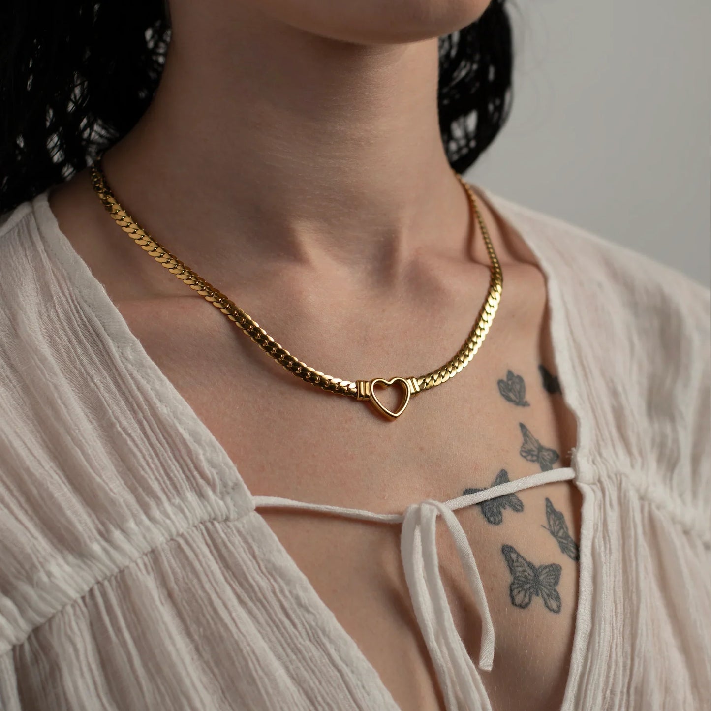 Isadora – Collier Cœur Chaîne Cubaine