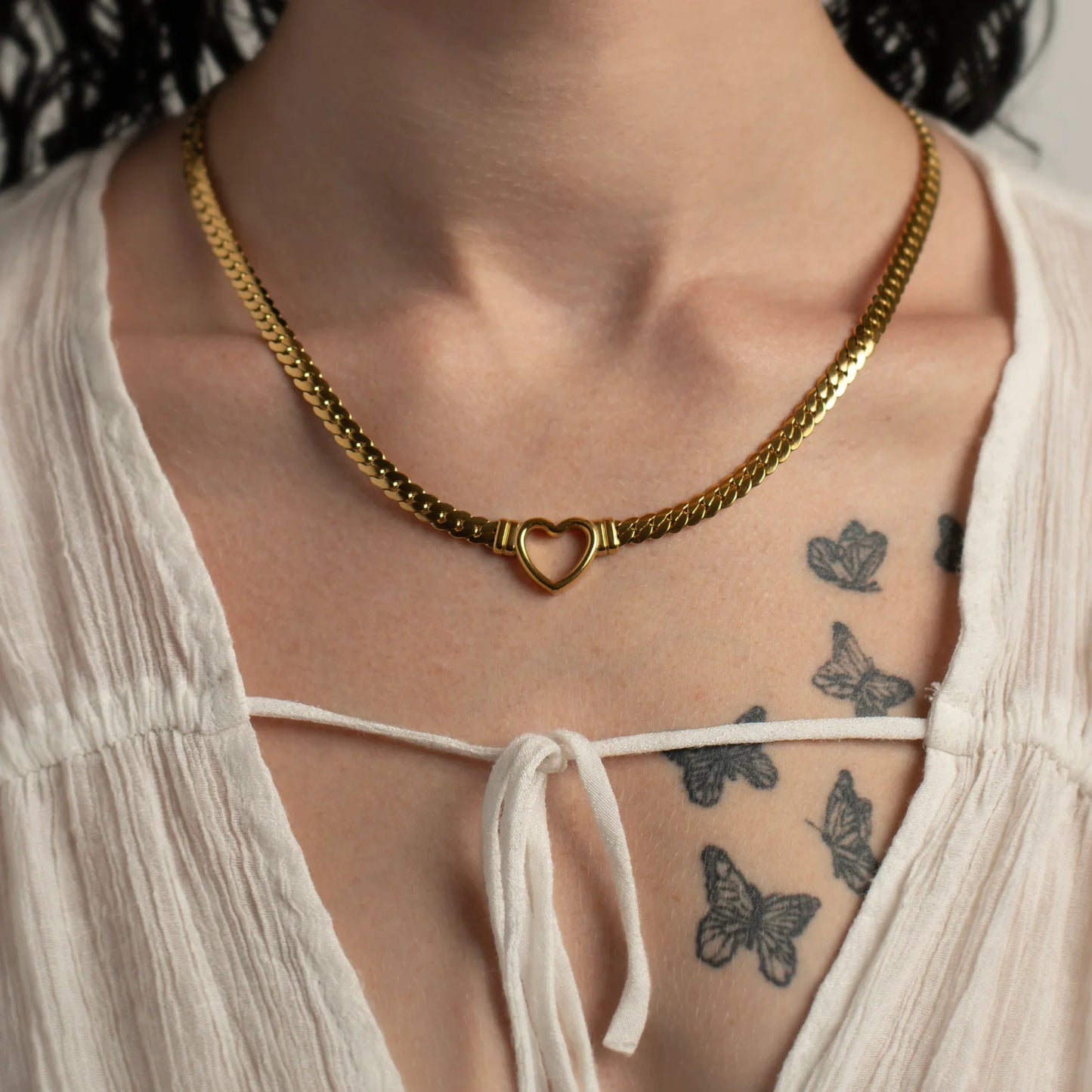 Isadora – Collier Cœur Chaîne Cubaine