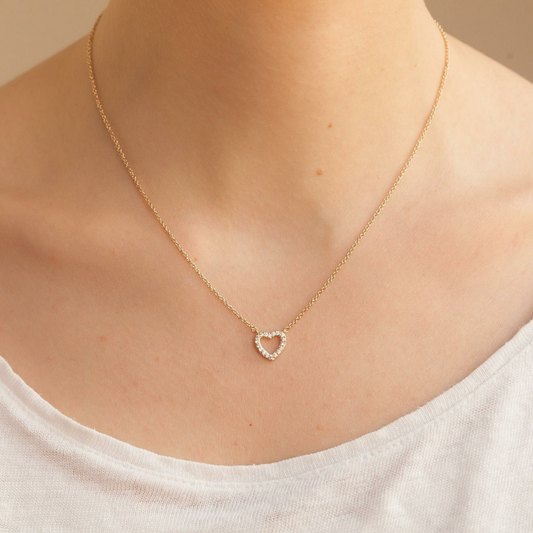 Collier en forme de cœur en or et diamant - Petite chaîne d'amour