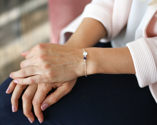 Bracelet Initiale & Pierre de Naissance 