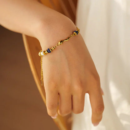 Quintessa – Bracelet Chaîne Superposée avec Perle