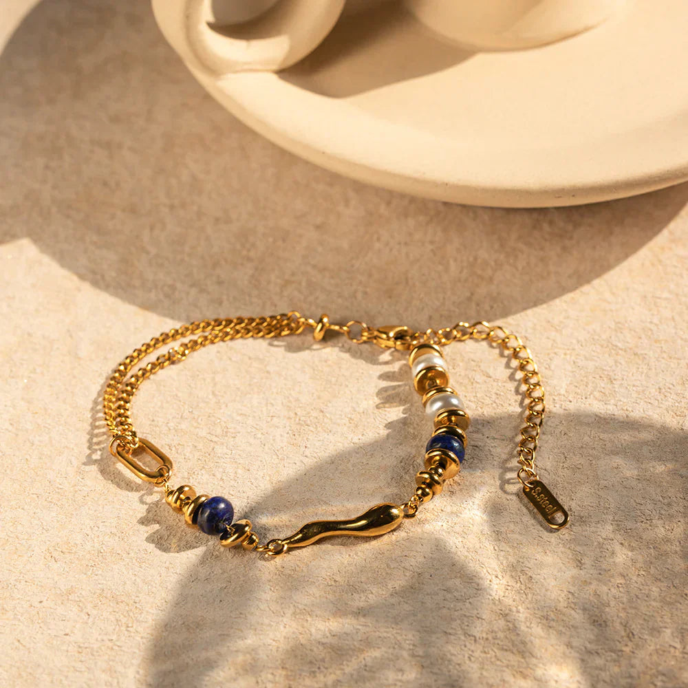 Quintessa – Bracelet Chaîne Superposée avec Perle