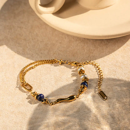Quintessa – Bracelet Chaîne Superposée avec Perle