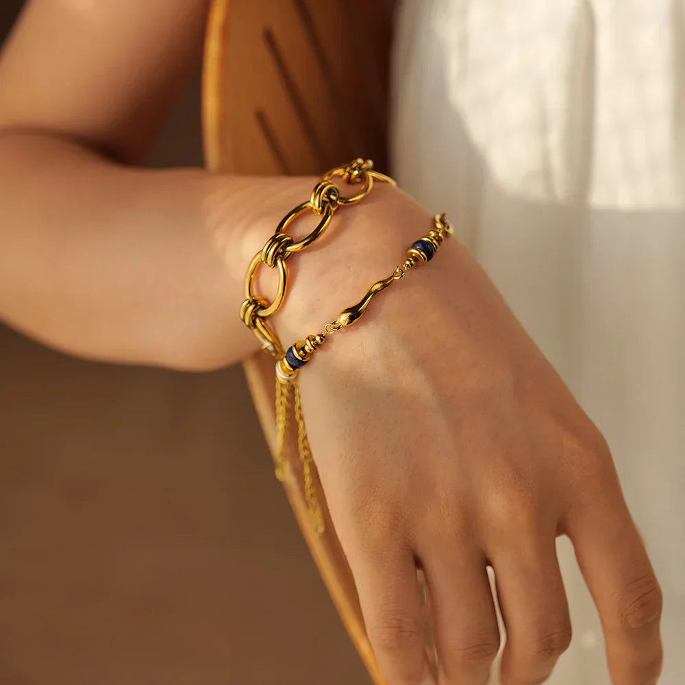 Quintessa – Bracelet Chaîne Superposée avec Perle