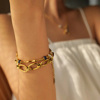 Quintessa – Bracelet Chaîne Superposée avec Perle