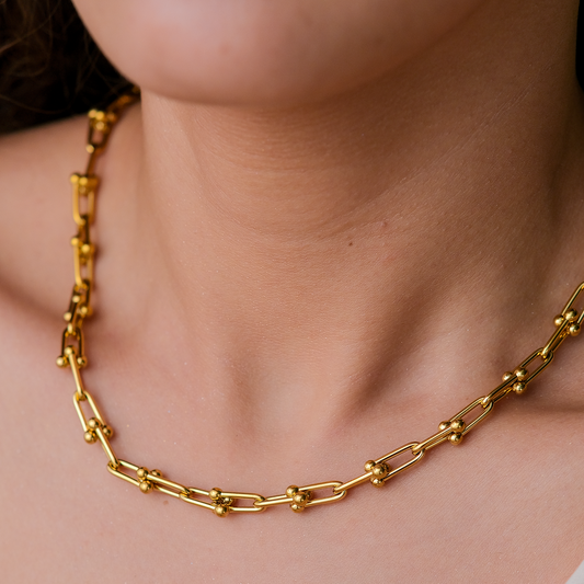 Collier en chaîne épaisse en or à cascades