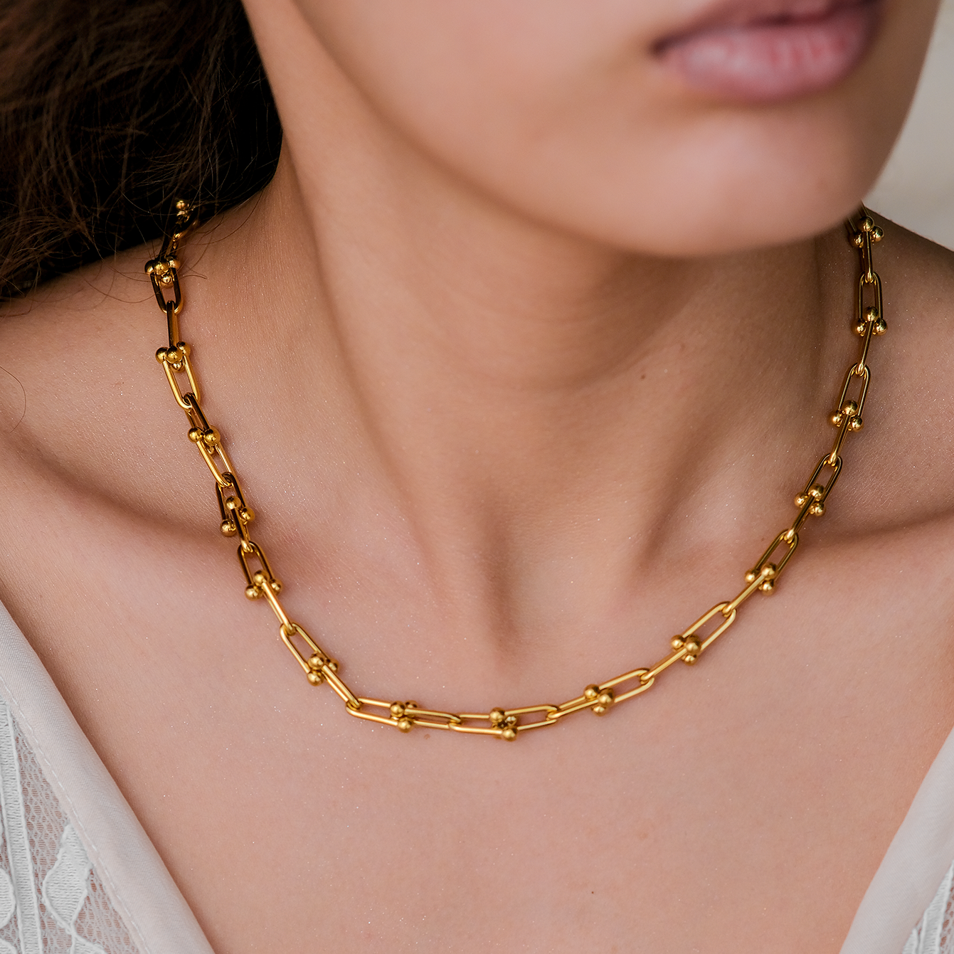 Collier en chaîne épaisse en or à cascades