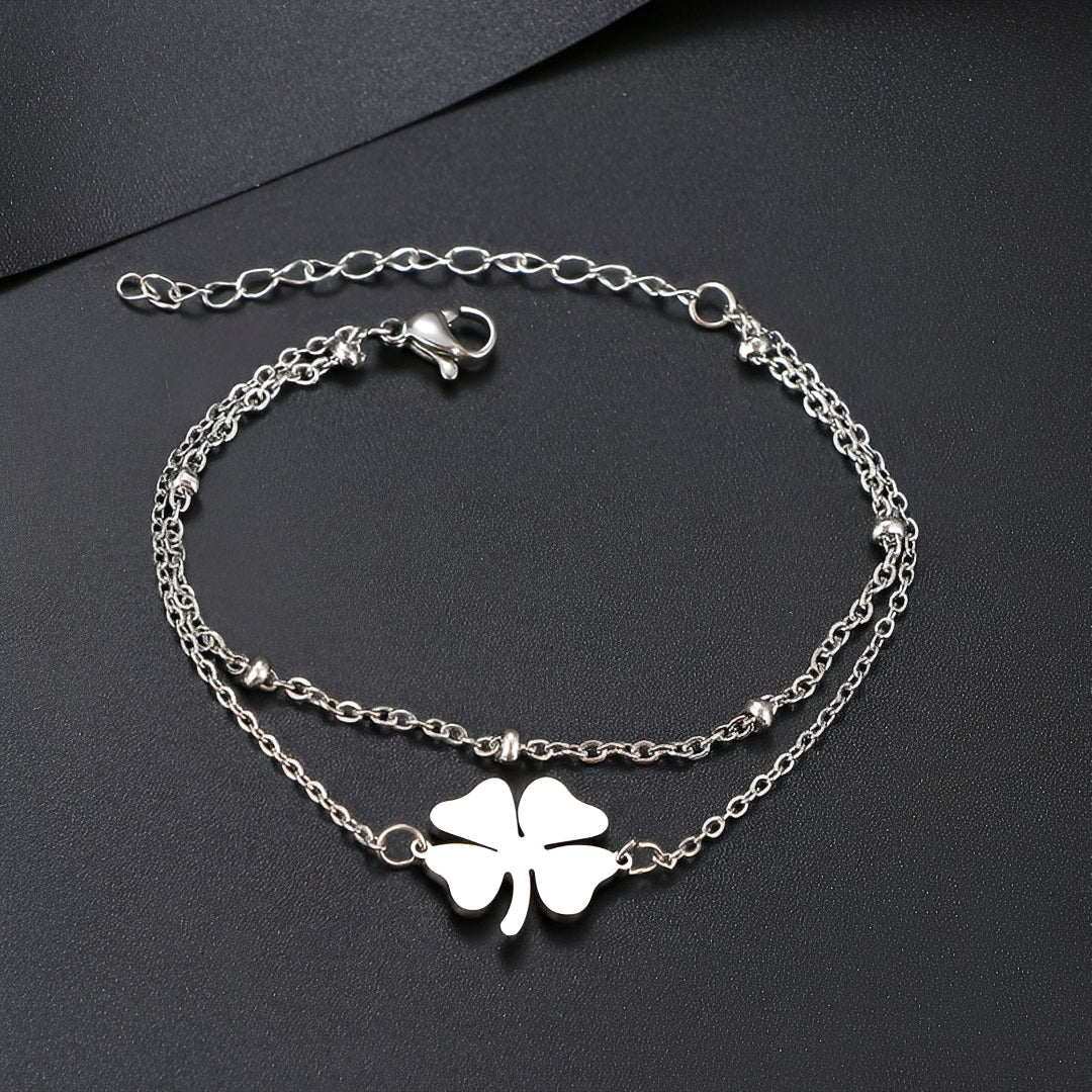 Sanya – Bracelet Trèfle Doré & Argenté