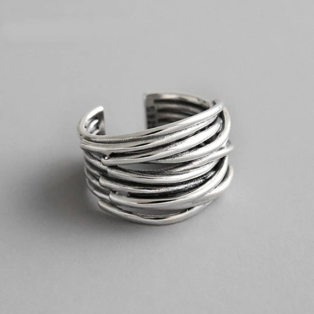 Elvie – Bague ajustable en argent à couches