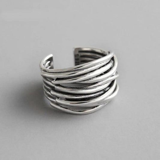 Elvie – Bague ajustable en argent à couches