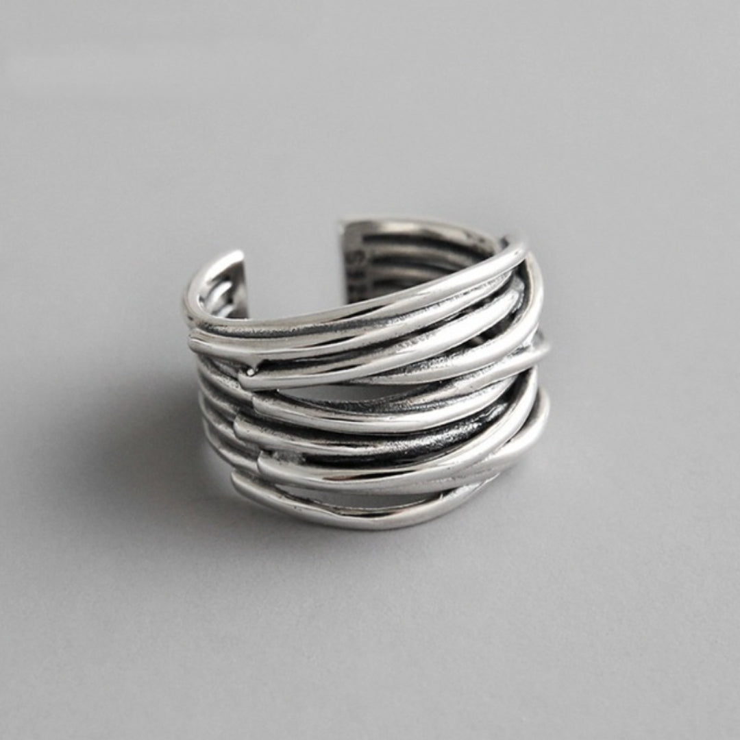 Nerea – Bague Argent Ajustable avec Couches