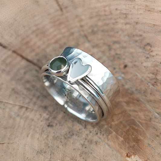 Maely – Bague Cœur Argentée Style Rétro
