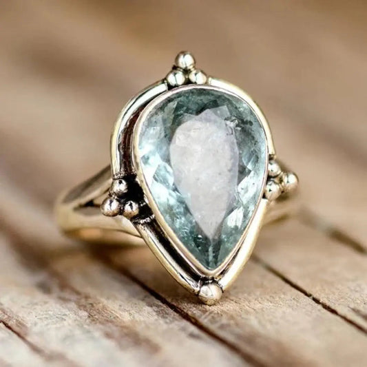 Jasmine – Bague Style Vintage avec Cristal Bleu