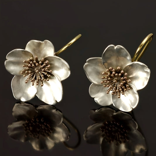 Mindy – Boucles d'Oreilles Florales en Argent et Or
